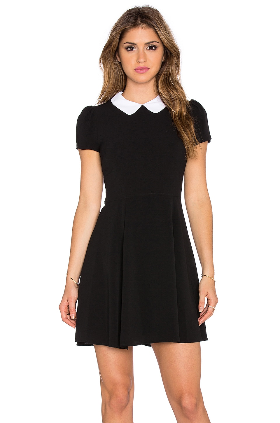 Women Black Notch Collar Full Sleeves Dress