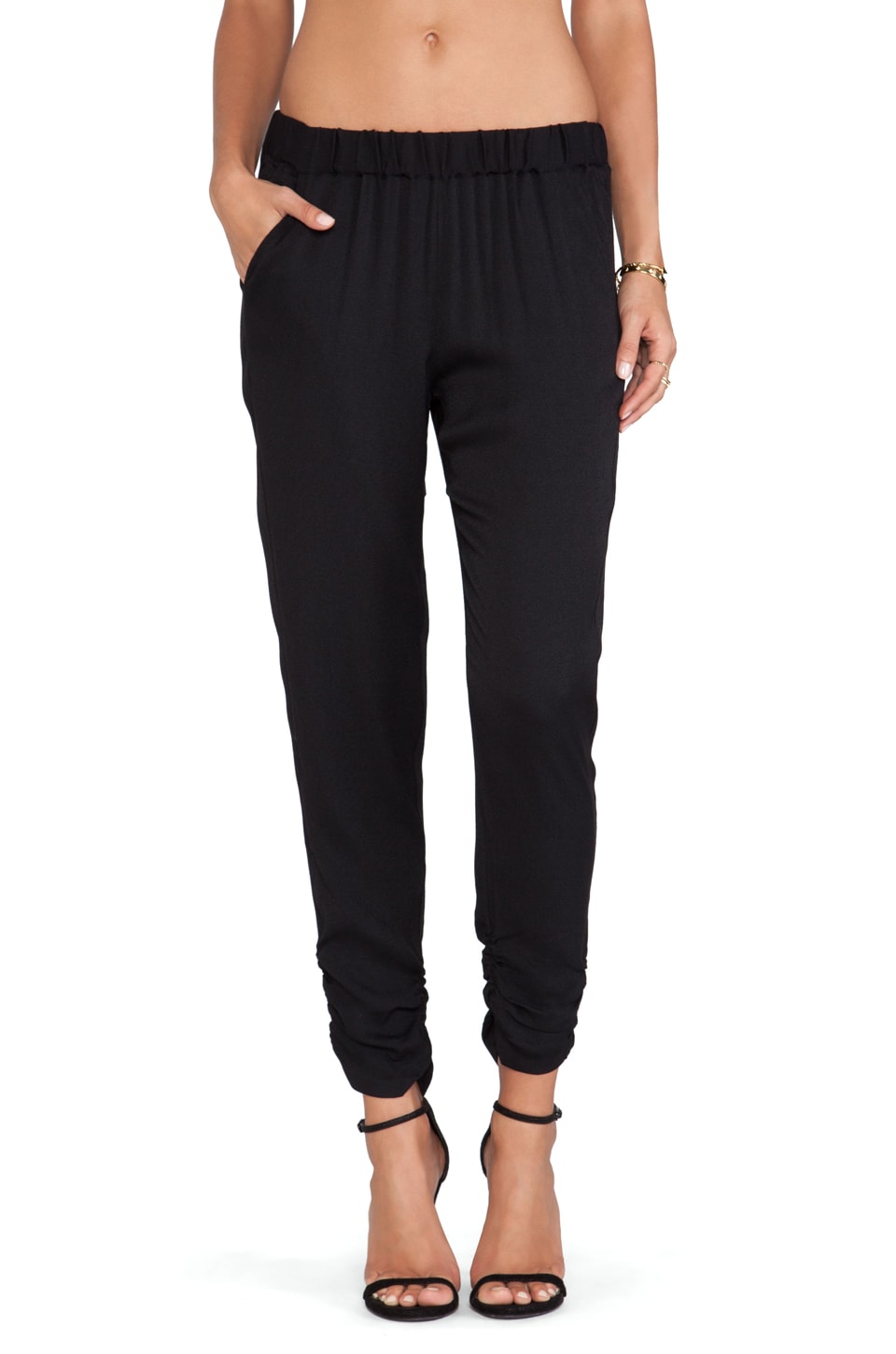 Ella Moss Ivana Ruched Ankle Pants in Black | REVOLVE