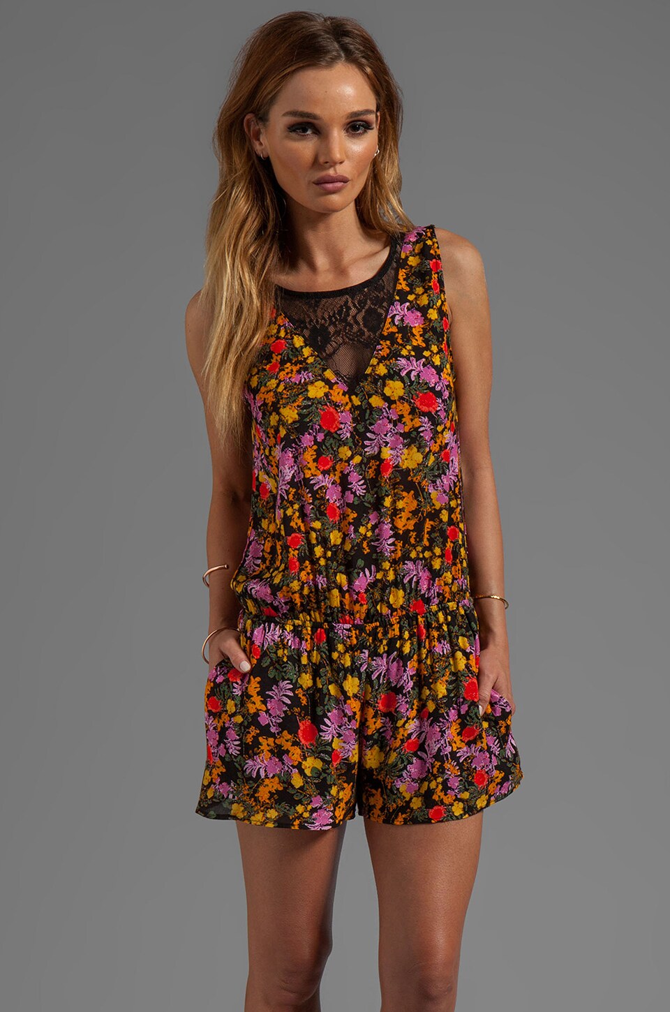 Ella Moss Vineyard Floral Romper n Black