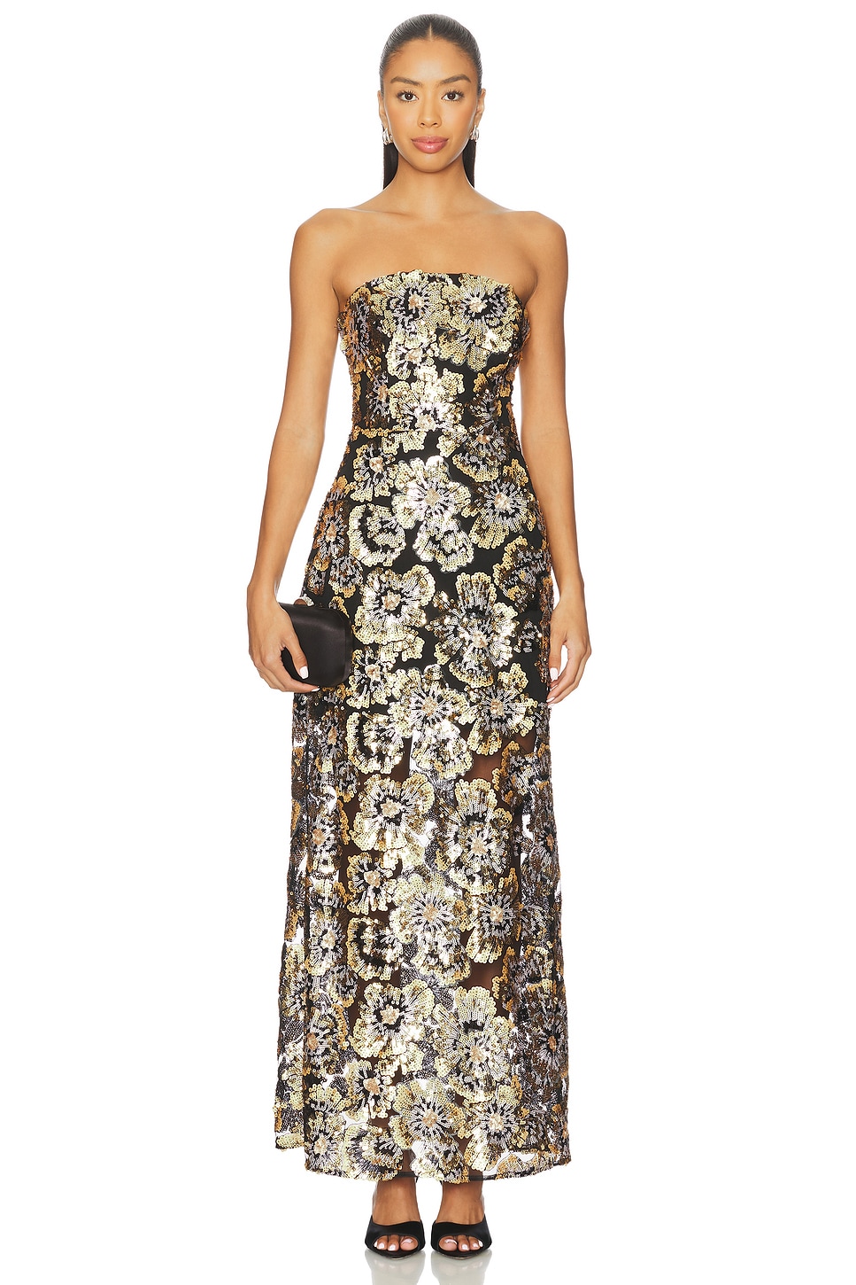 ELLIATT Celeste Gown in Black Gold | REVOLVE