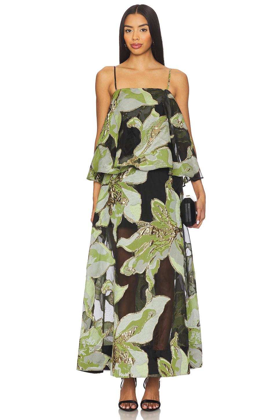 ELLIATT Elysia Gown in Green & Black | REVOLVE