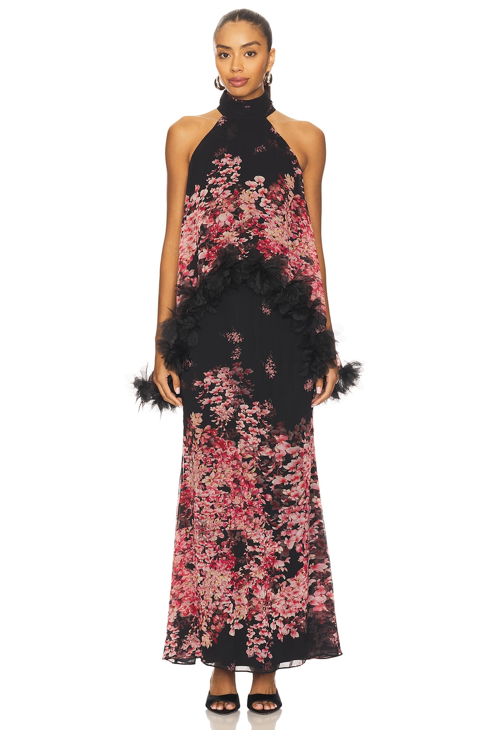 chinese dress ladies Armani Tiered Maxi Dress In Blue Floral