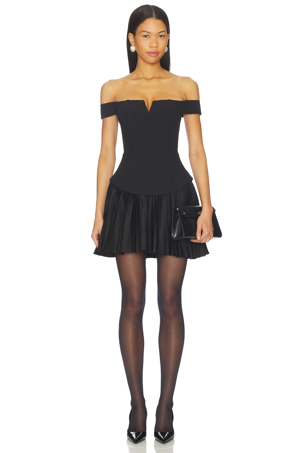 ELLIATT Elva Off The Shoulder Mini Dress in Black