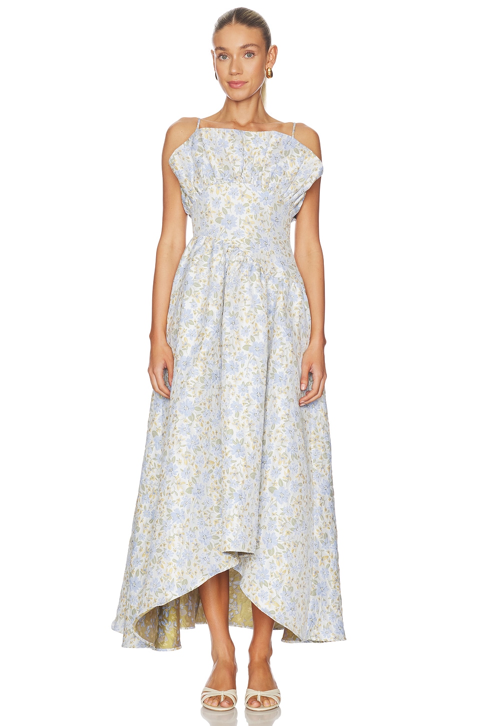 ELLIATT Floralie Strapless Gown in Blue Multi | REVOLVE