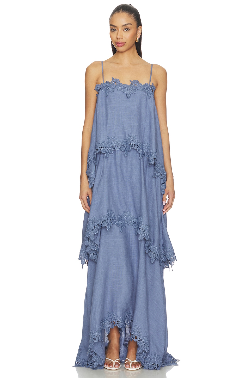 ELLIATT Miri Tiered Gown in Steelblue | REVOLVE