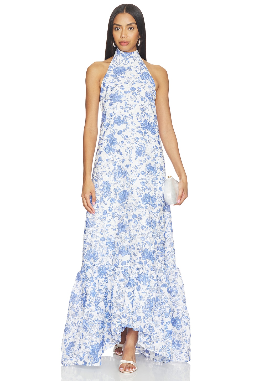 ELLIATT Elin Halter Gown in White & Blue | REVOLVE ELLIATT Elin Halter Gown in White & Blue | REVOLVE