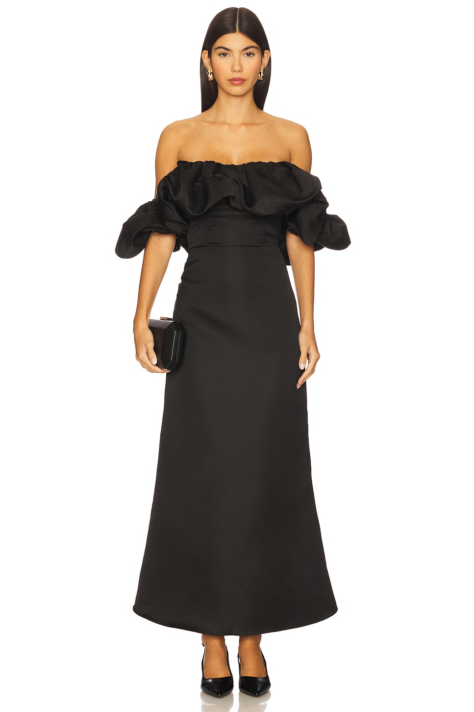 Sharon Off The Shoulder Midi Dress - Black - S - Elliatt