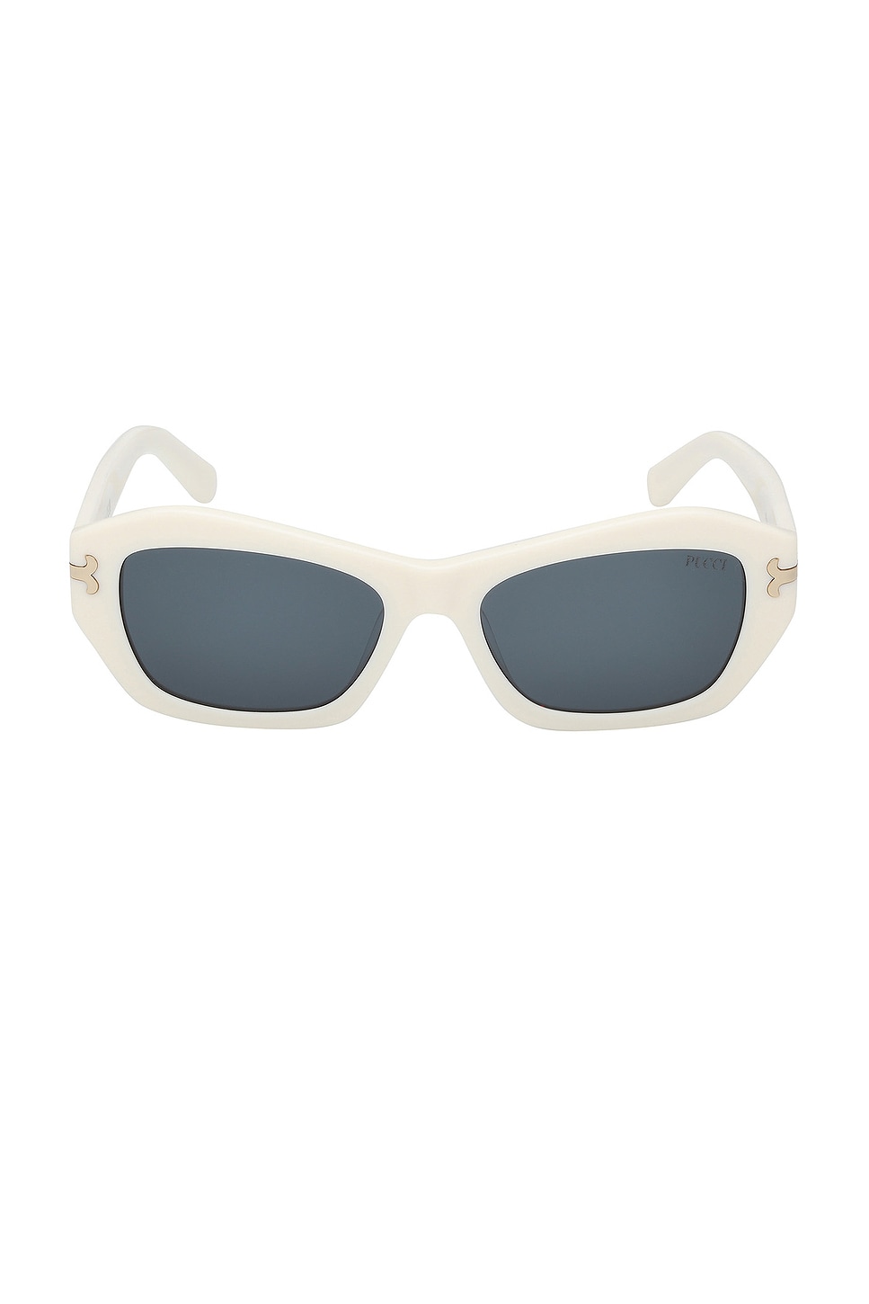 Emilio Pucci Geometric Sunglasses in Shiny White & Blue  display picture 3