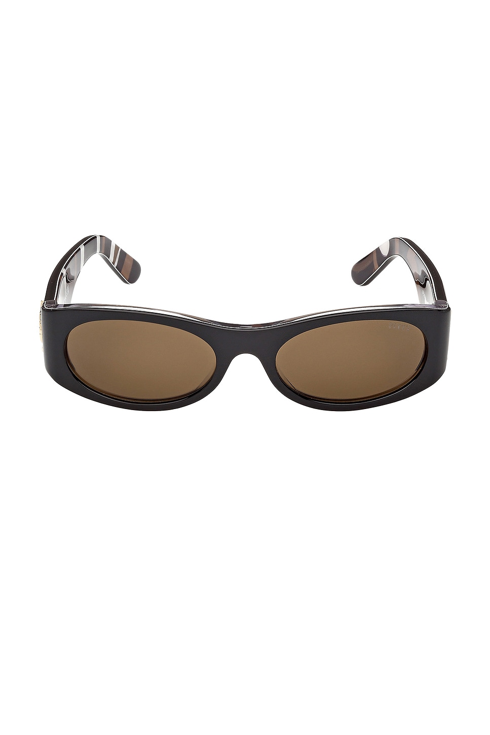 Emilio Pucci Oval Sunglasses in Shiny Black, Khaki, & Brown  display picture 2