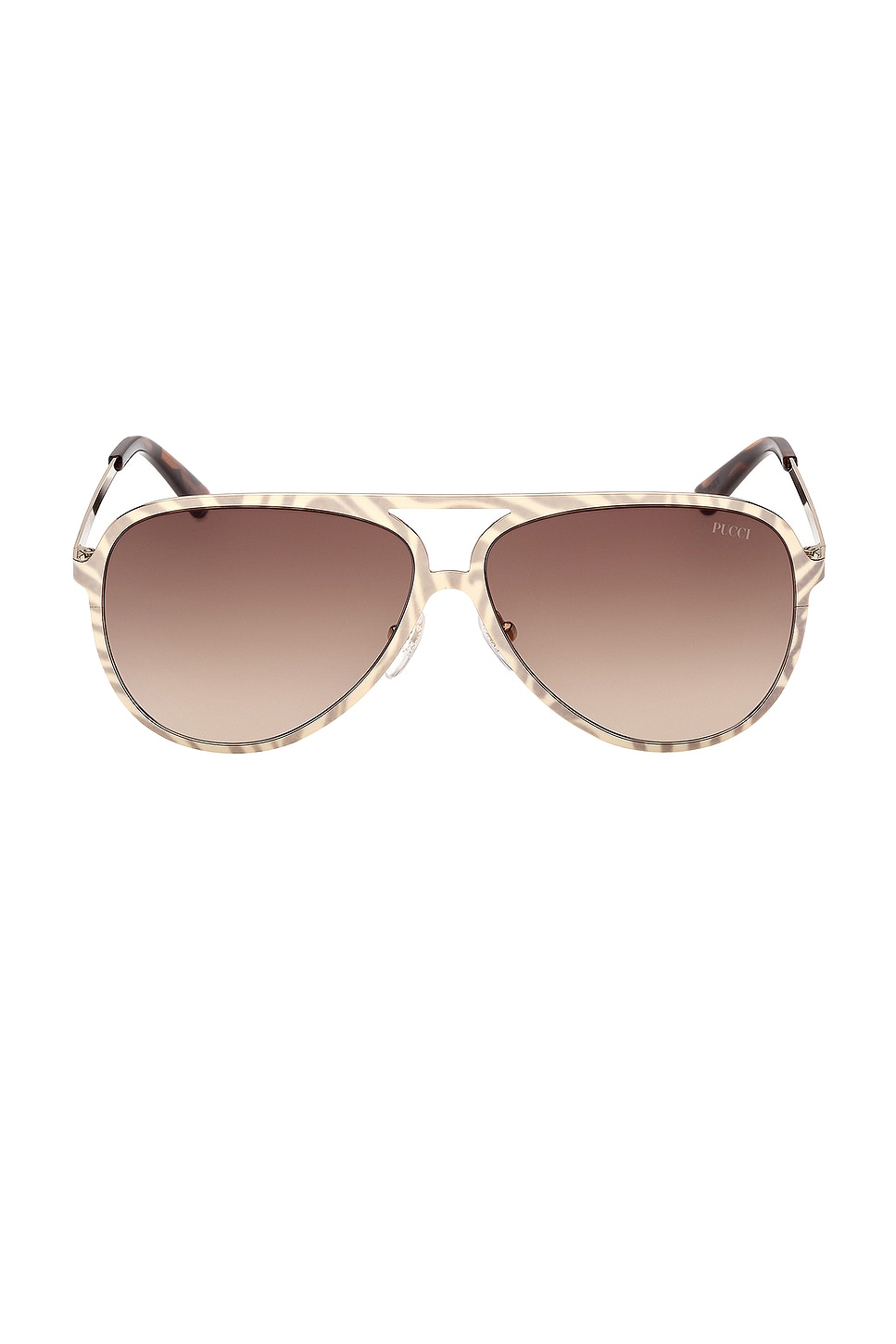 Emilio Pucci Pilot Sunglasses in Shiny Gold Marmo, Havana 