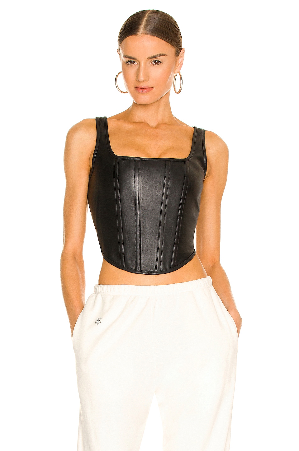 Ena Pelly Leather Bustier in Black | REVOLVE