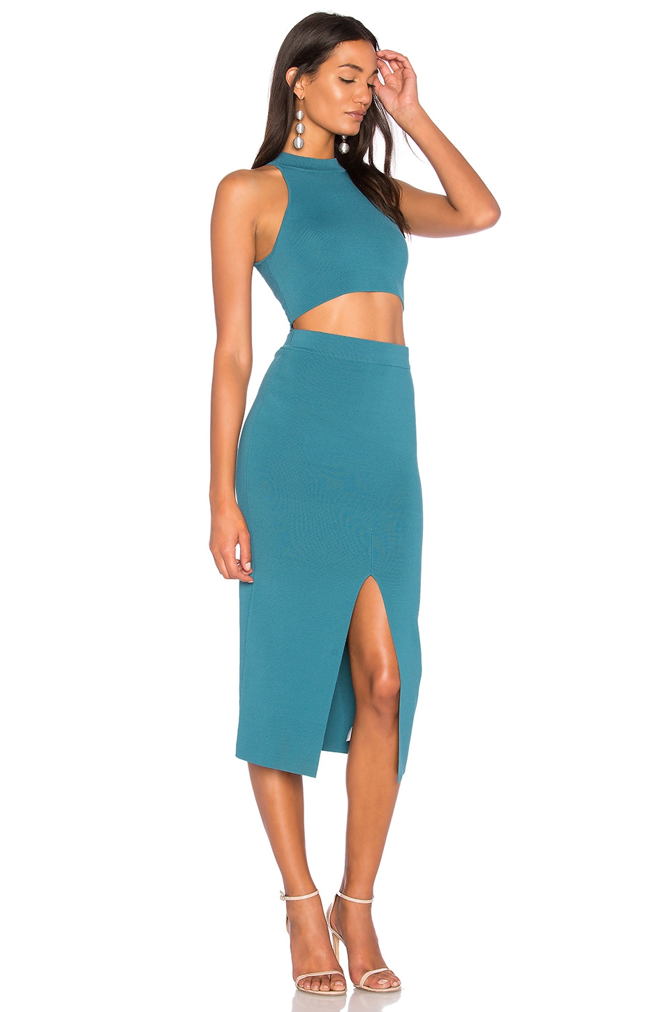 ENDLESS ROSE Cut Out Knit Bodycon Dress In Teal. in Teal Blue | ModeSens
