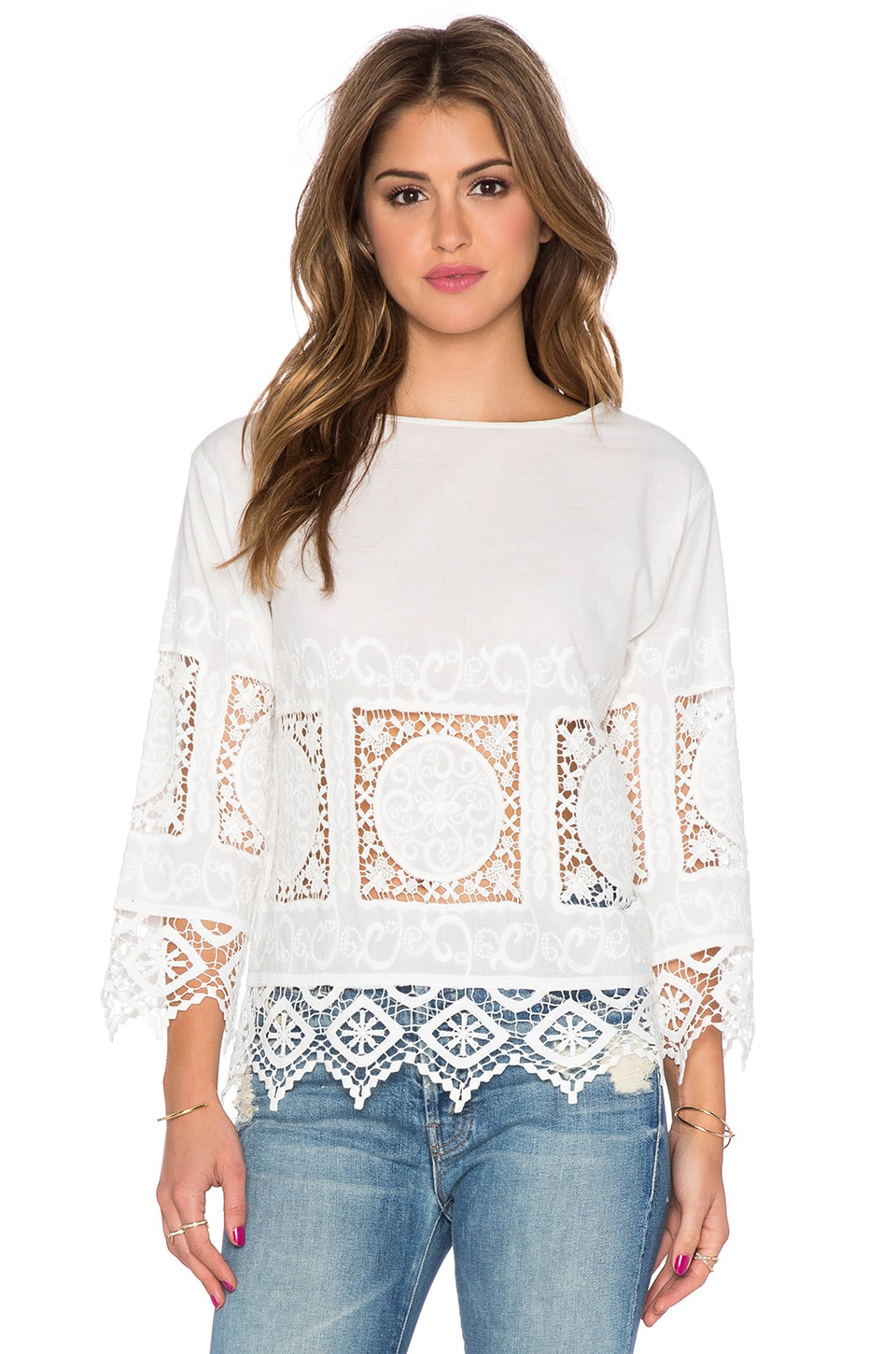 Endless Rose Crochet Long Sleeve Top in White
