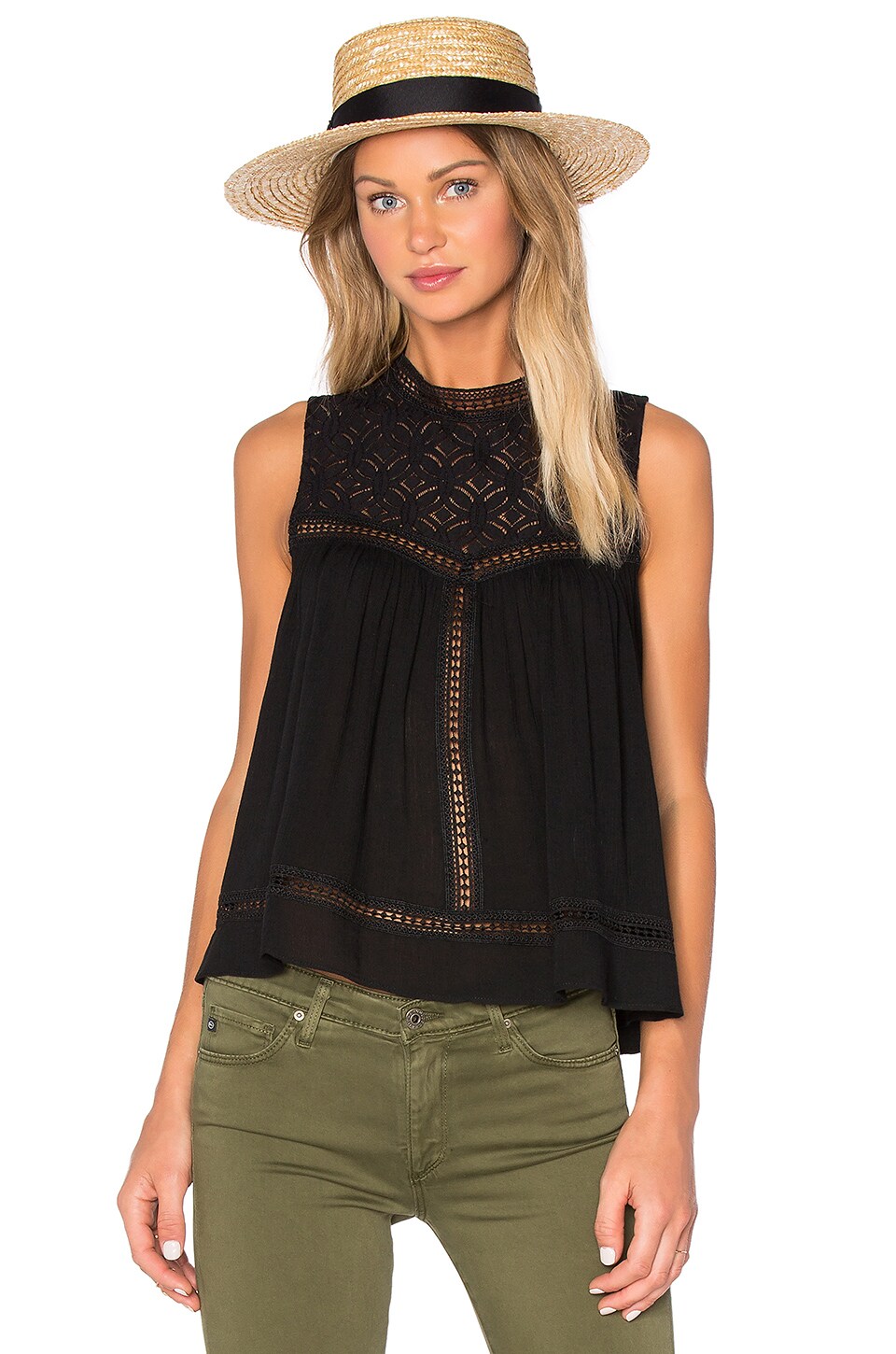 Endless Rose Sleeveless High Neck Top in Black REVOLVE