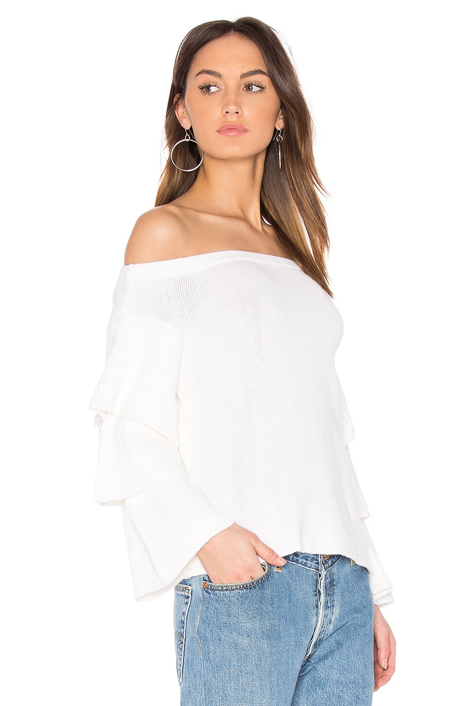 Endless Rose Off the Shoulder Sweater Top in Ivory
