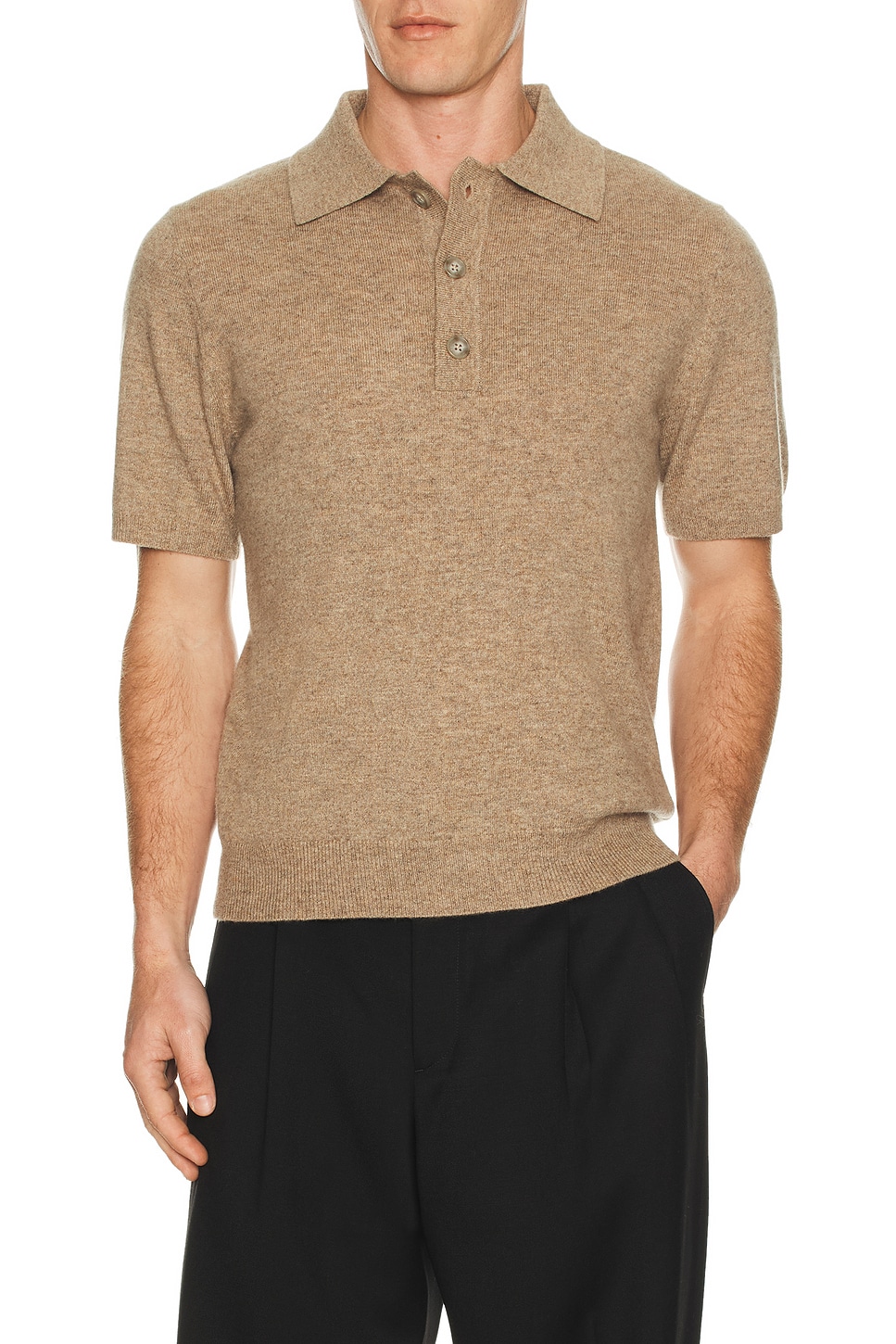 Entire Studios Short Sleeve Knit Polo in Camel | REVOLVE