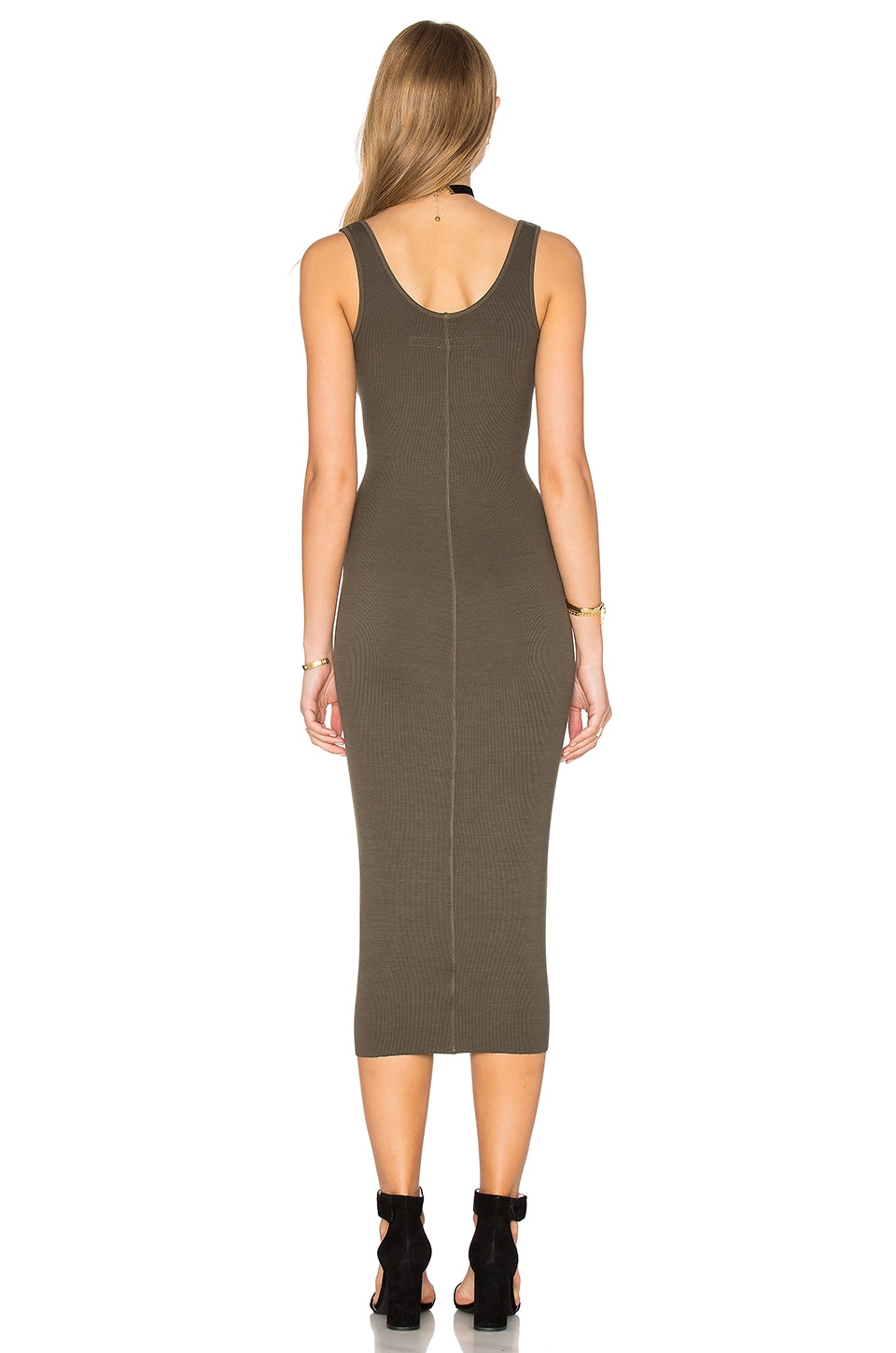 ENZA COSTA Silk Rib Tank Dress, Olive Drab | ModeSens