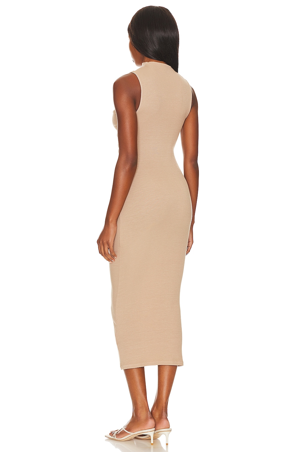 Enza Costa Silk Knit Sleeveless Twist Midi Dress in Parchment | REVOLVE