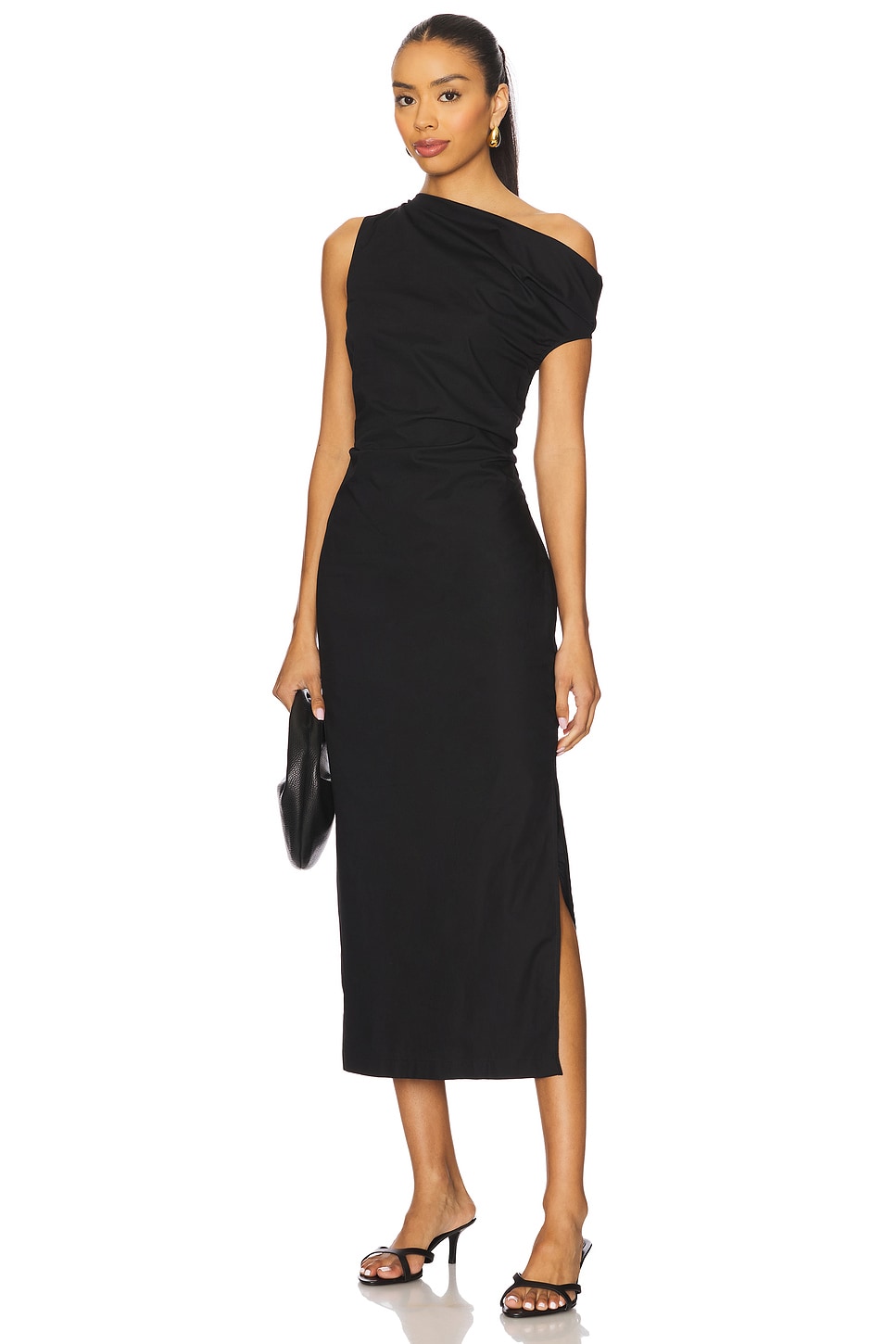 enza costa poplin halter dress Sculptured | Black | Size 0 Double Plunge