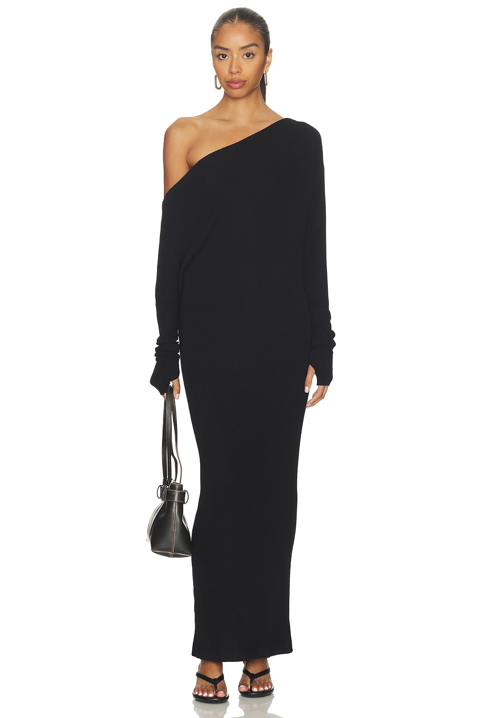 Enza Costa Knit Slouch Maxi Dress in Black | REVOLVE