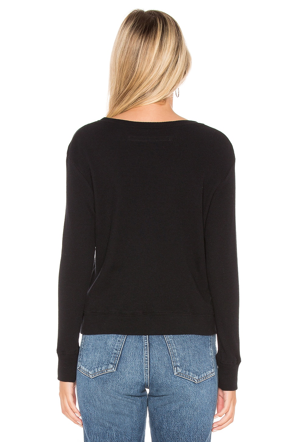 Enza Costa Cashmere Thermal Sweatshirt in Black | REVOLVE