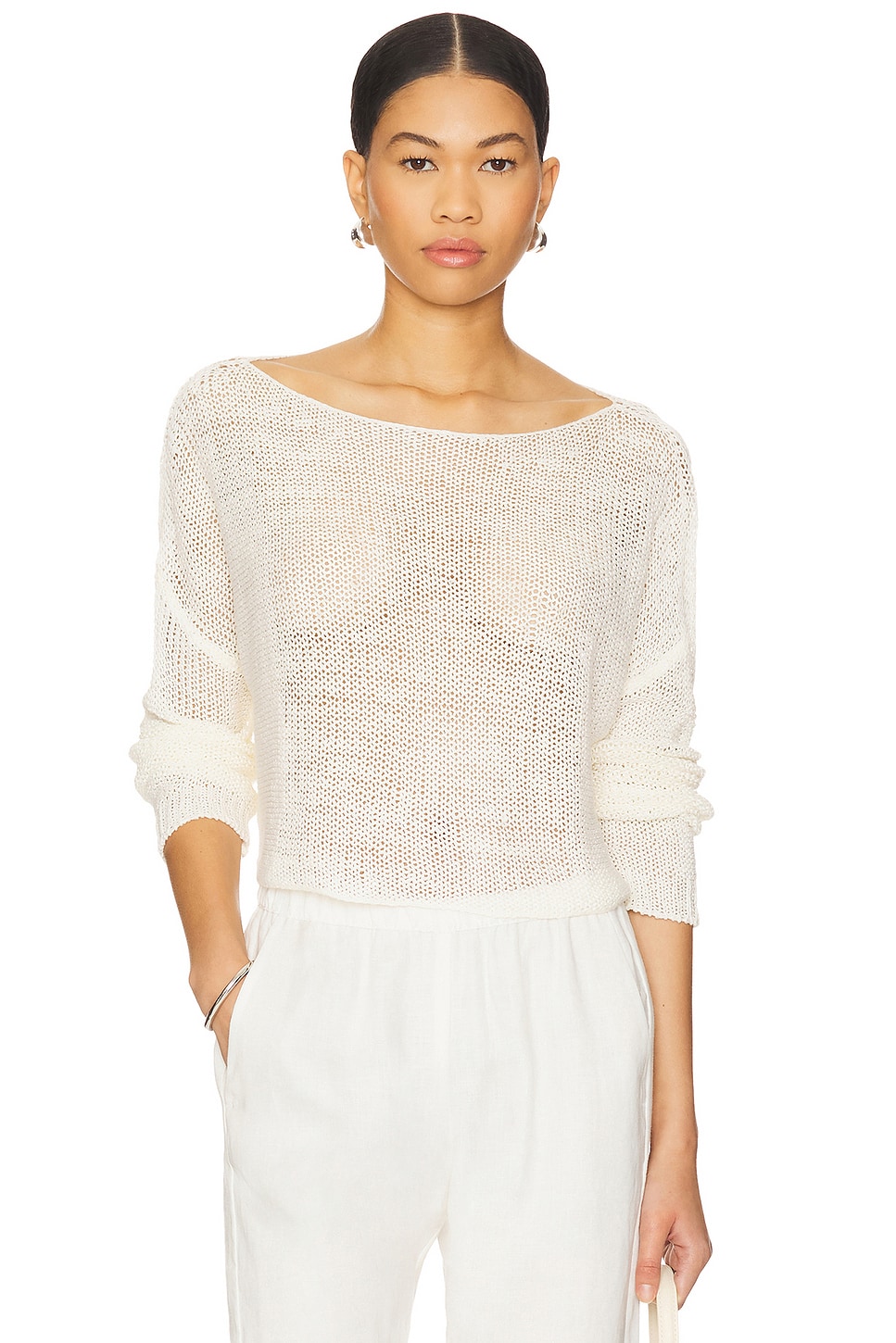 Linen Open Knit Bateau Sweater
