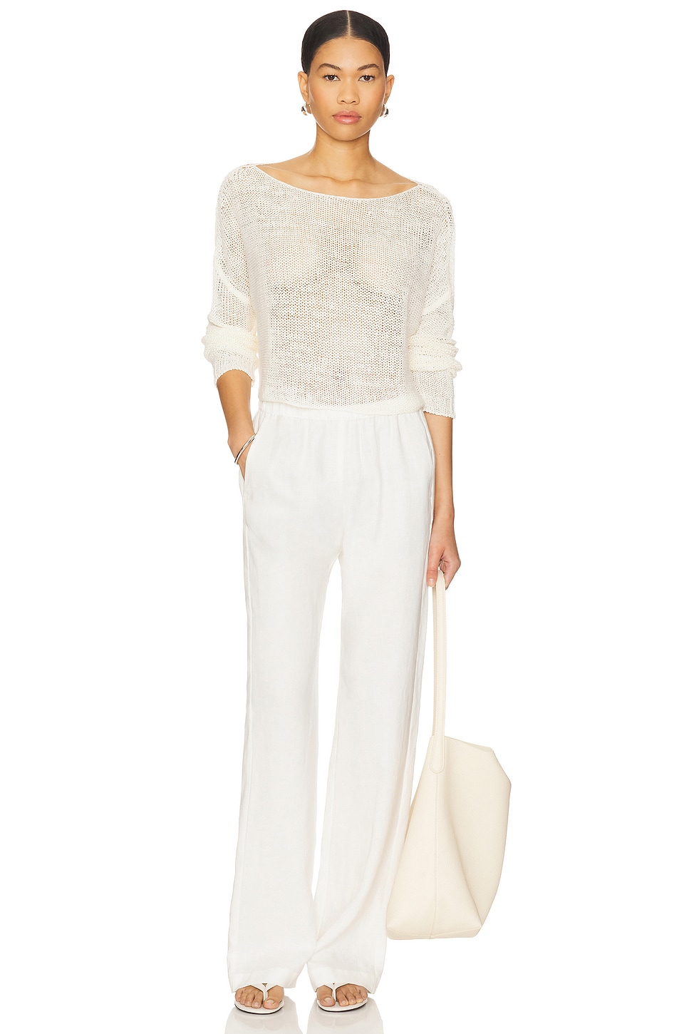 Linen Open Knit Bateau Sweater