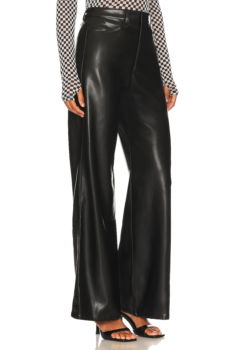 Enza Costa Faux Leather Wide Leg Pant in Black