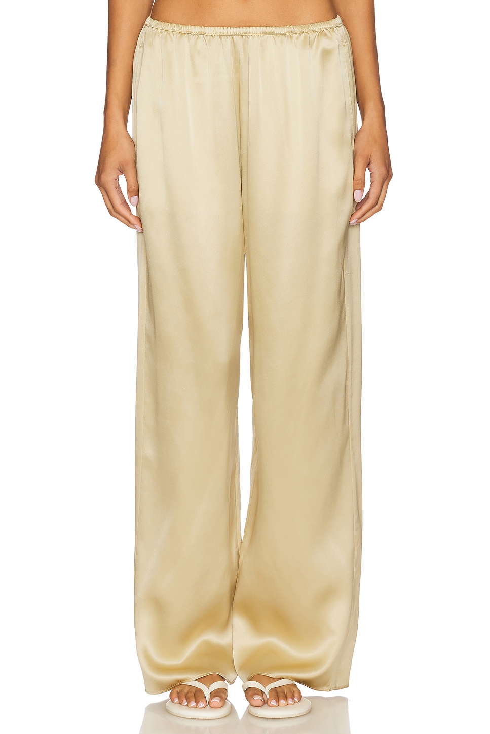 【SKZ I.N.】otona satin wide salopette Smocked Wide-Leg Jumpsuit – 214 Decor & More