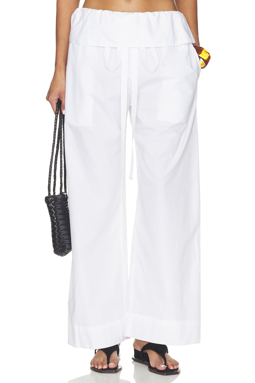 Enza Costa — БРЮКИ С БАСКОЙ COTTON PEPLUM PANT · White