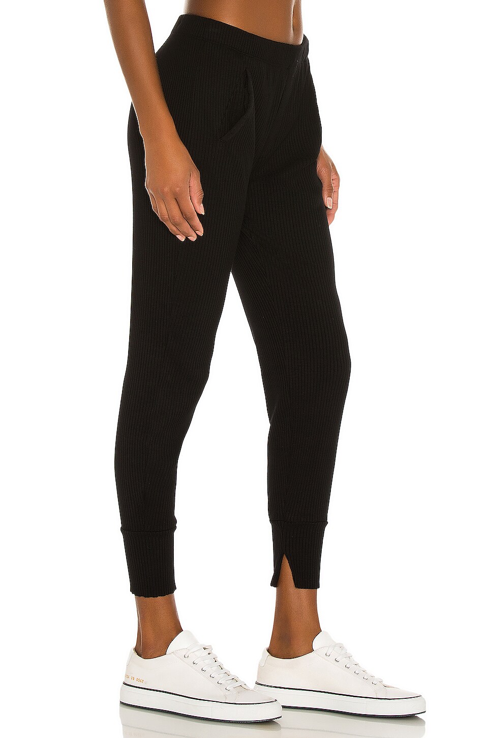Enza Costa Viscose Rib Split Cuff Jogger Pant in Black REVOLVE