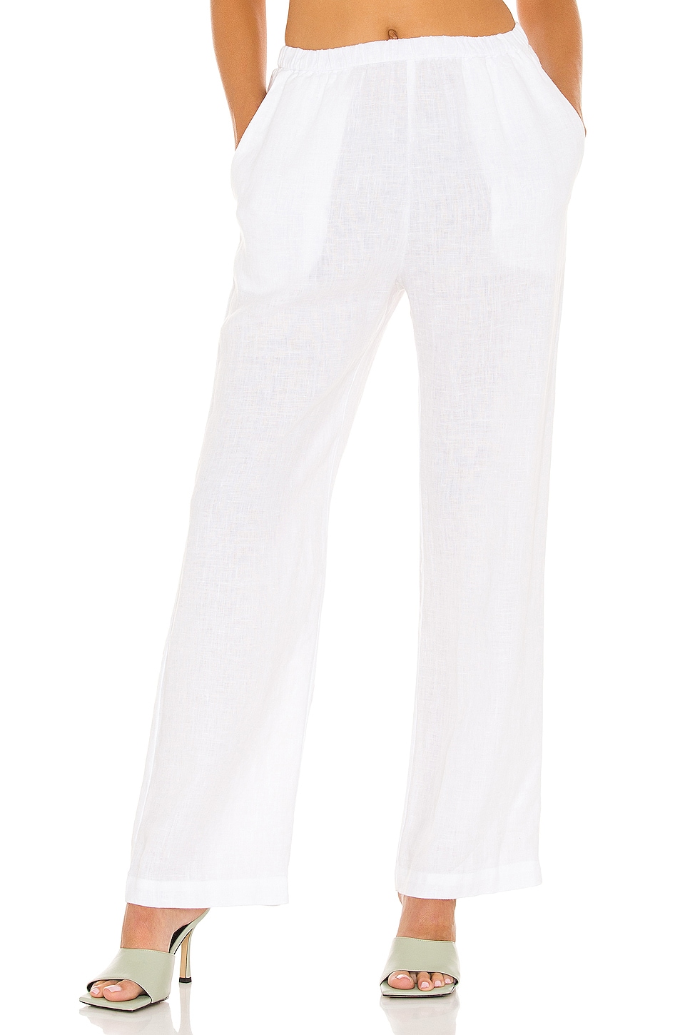 Enza Costa X REVOLVE Linen High Waisted Lounge Pant in White