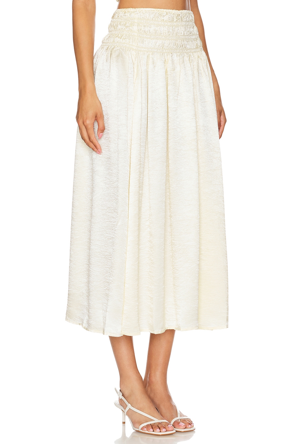 Textured Satin Smocked Skirt - Thumbnail 2