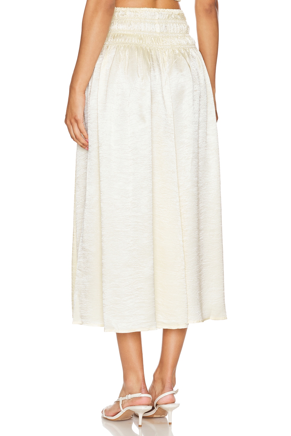 Textured Satin Smocked Skirt - Thumbnail 3