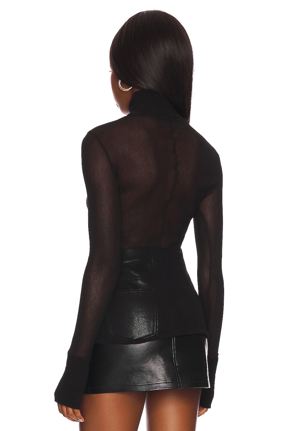 Enza Costa Mesh Cuffed Turtleneck