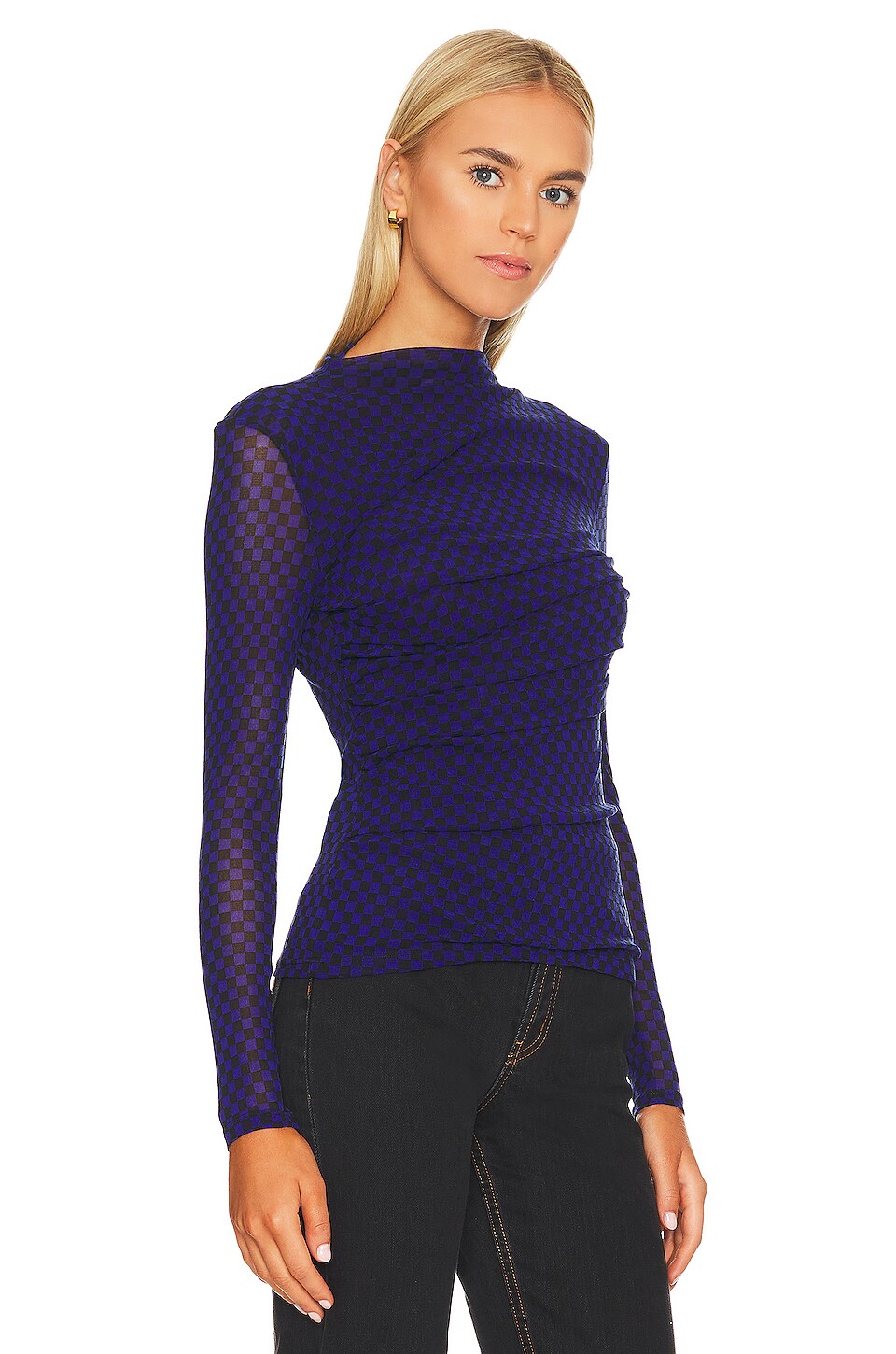 Enza Costa Mech Twist Top in Black & Baltic Checker