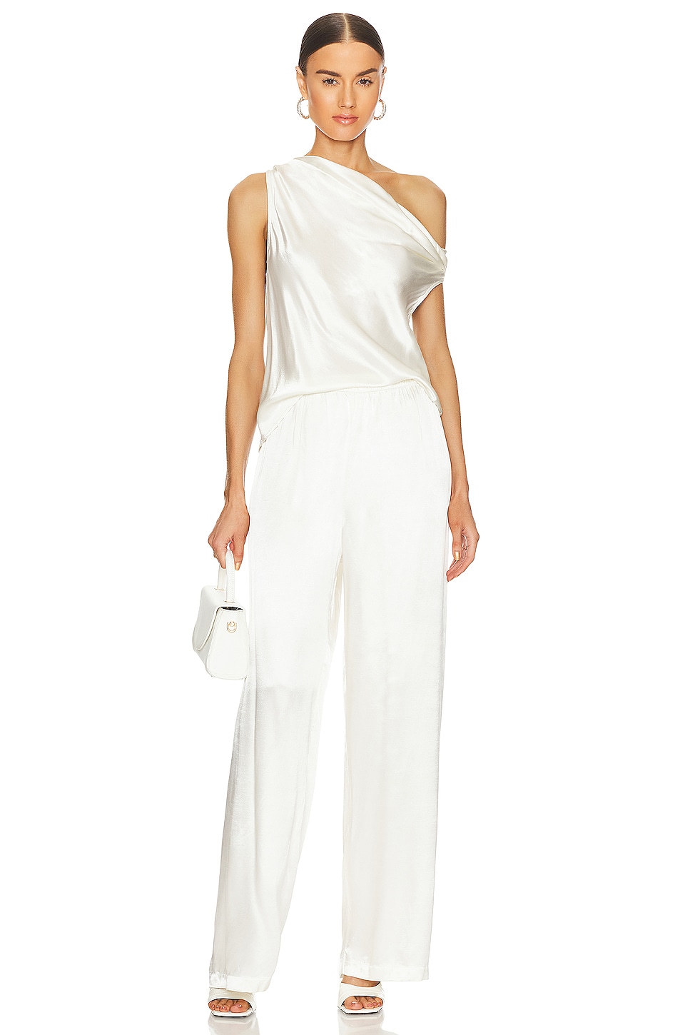 Enza Costa Satin Bias Off Shoulder Top