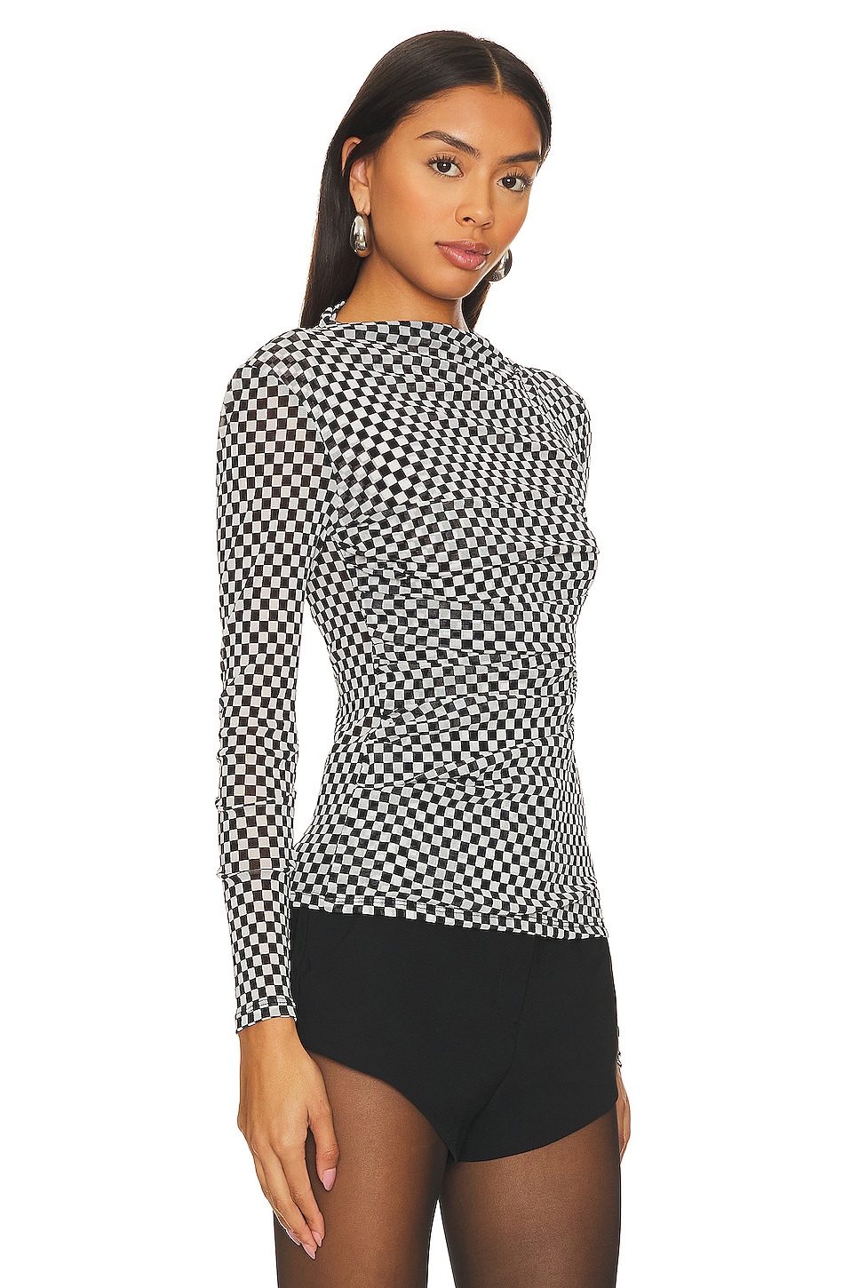 Enza Costa Mesh Long Sleeve Twist Top thumbnail