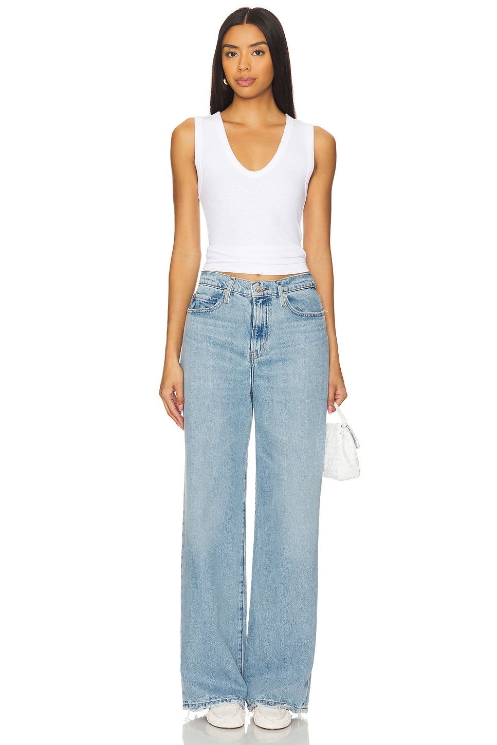 Enza Costa Textured Rib Sleeveless U in White | REVOLVE