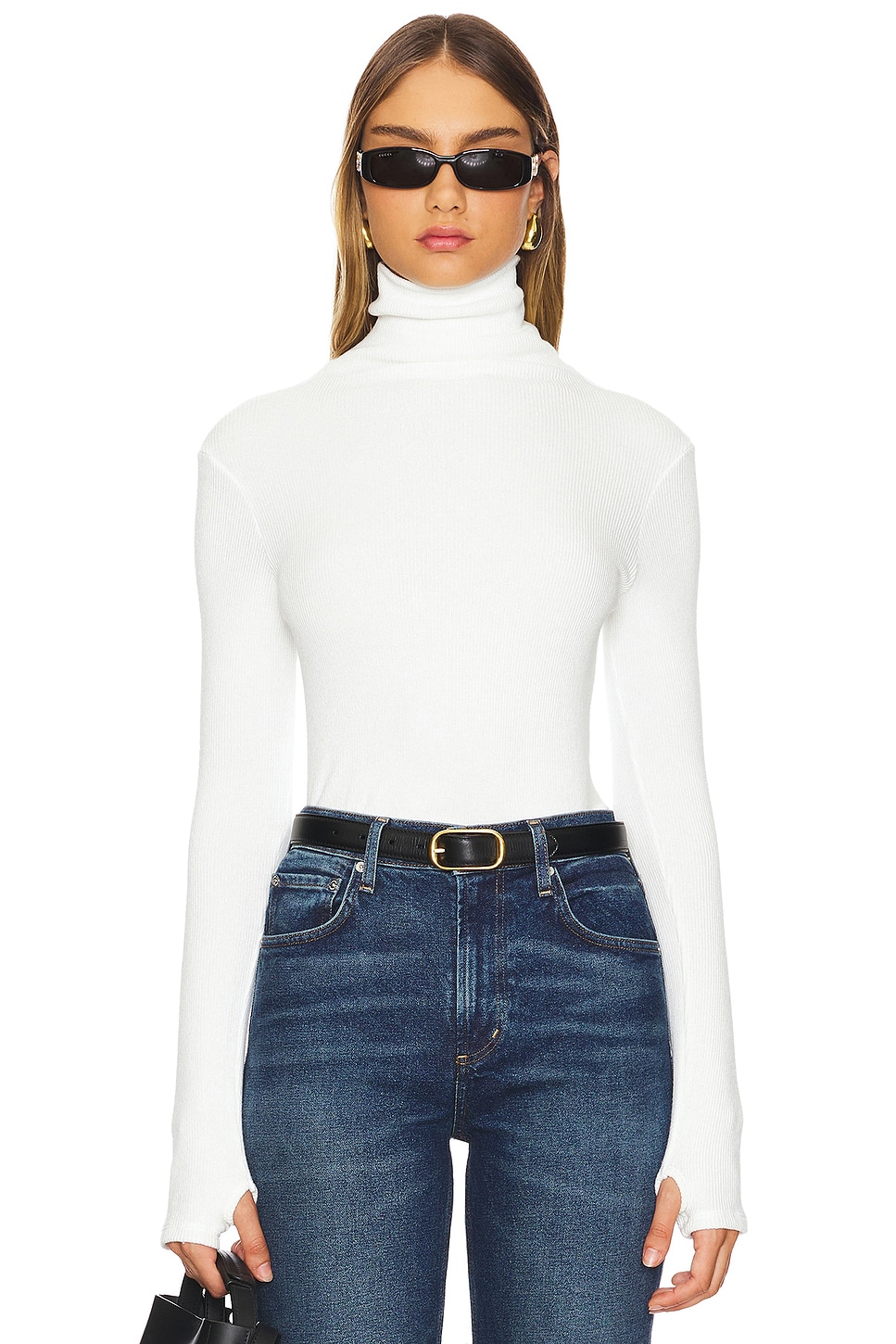 Enza Costa Knit Turtleneck in Winter White REVOLVE