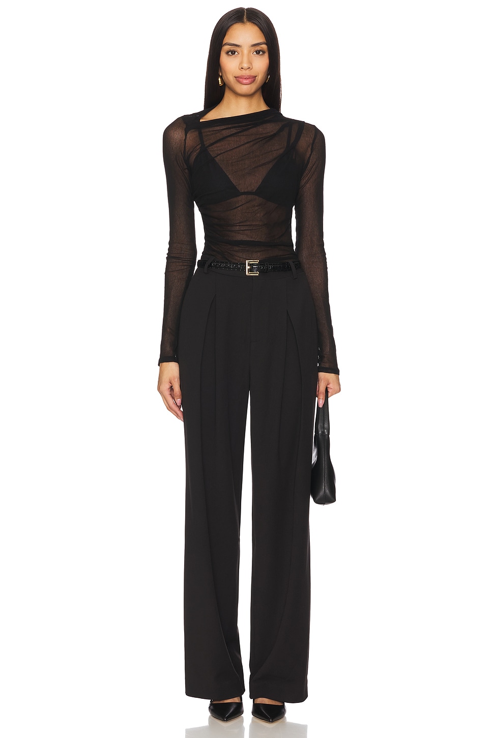 Enza Costa Long Sleeve Slash Top in Black | REVOLVE