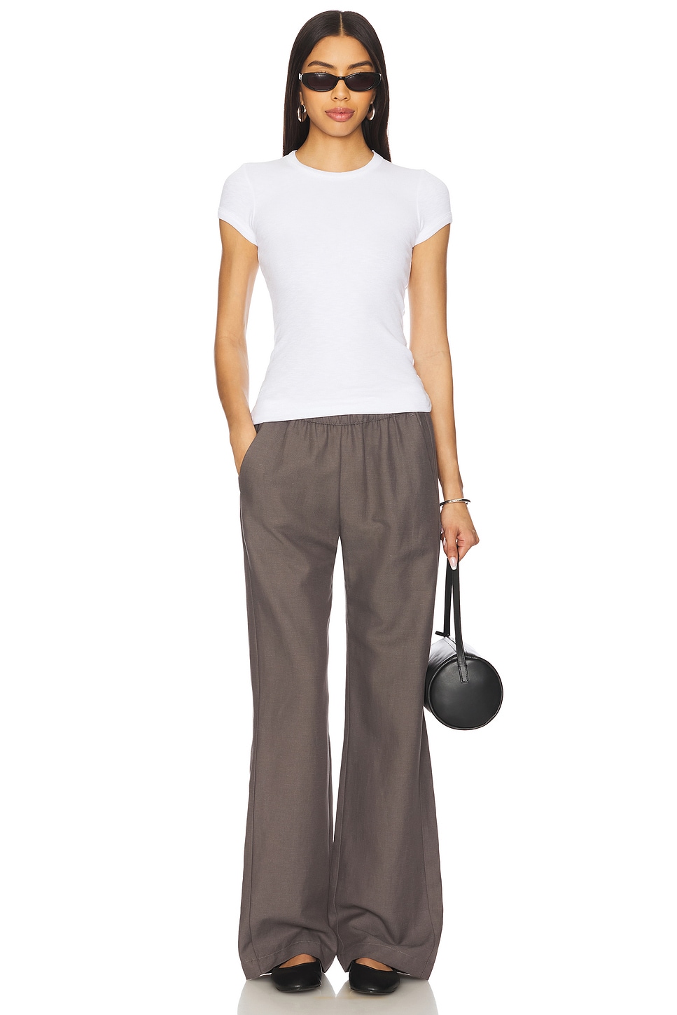 Enza Costa キャップスリーブクルーティーシャツ - White | REVOLVE