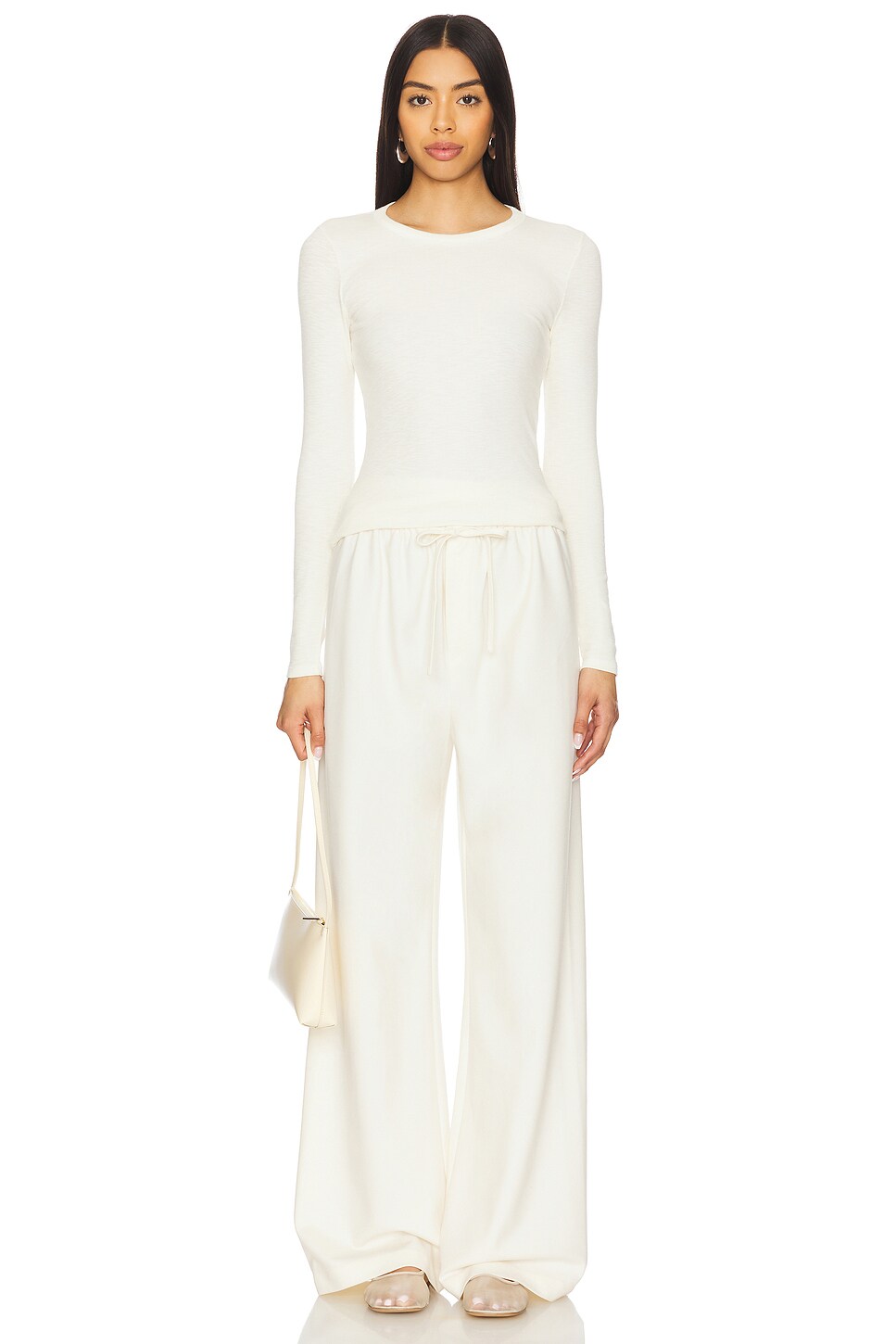 Enza Costa Rib Long Sleeve Crew Tee