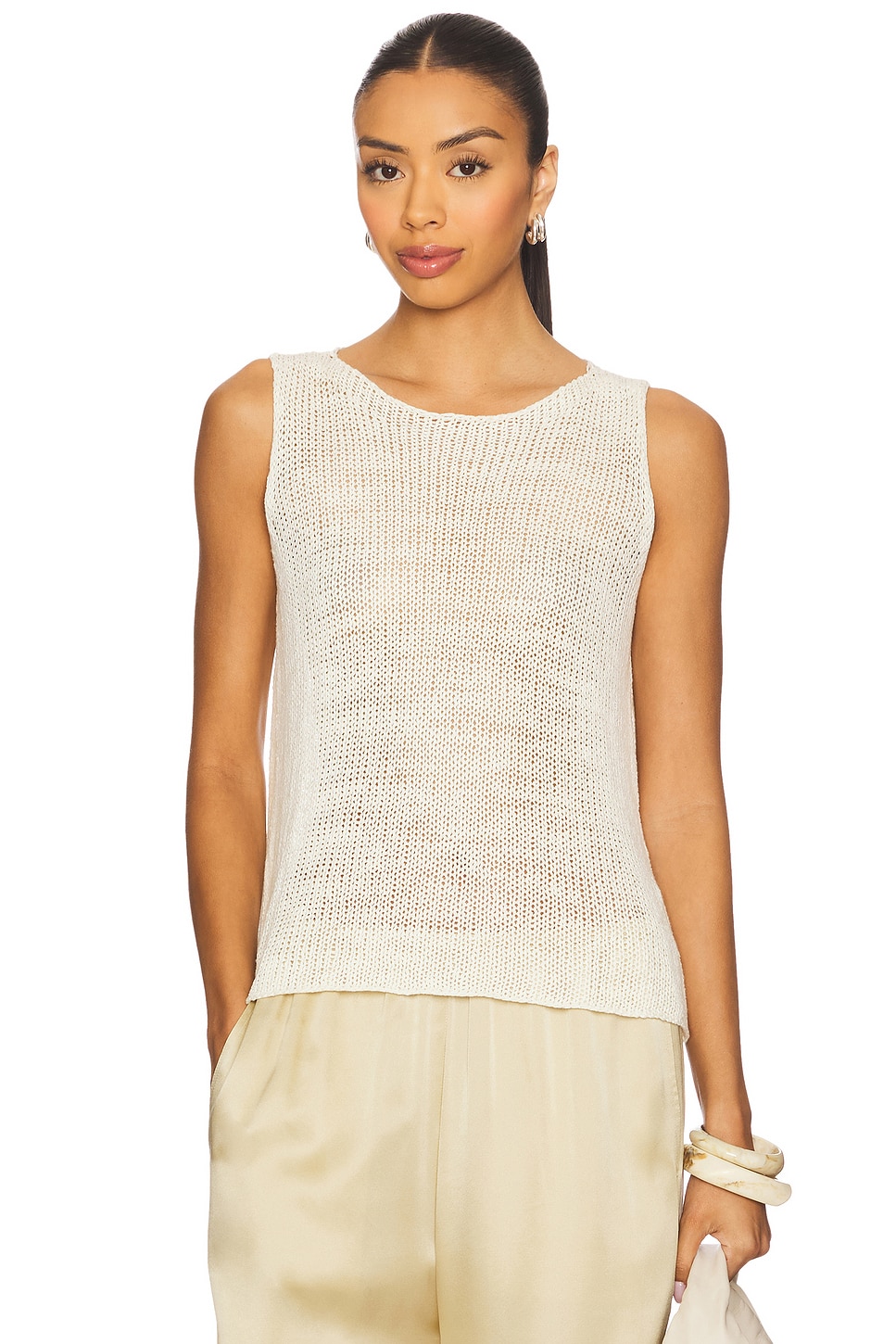 Enza Costa リネン オープンニット タンクトップ - White | REVOLVE