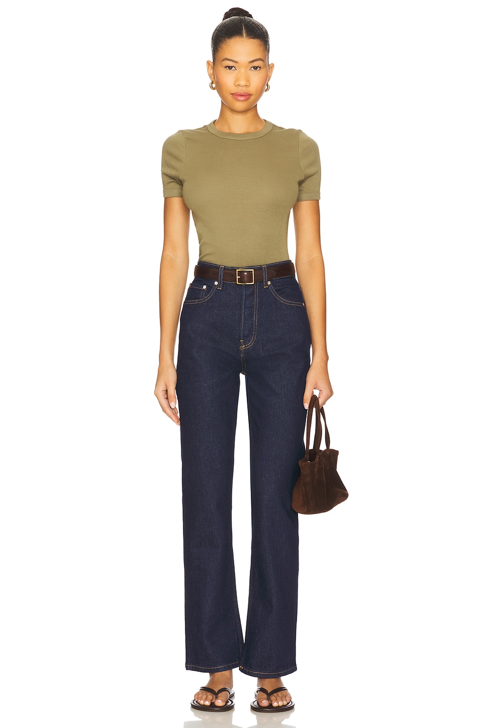 Enza Costa New Classic Short Sleeve Tee in Olive Stone | REVOLVE