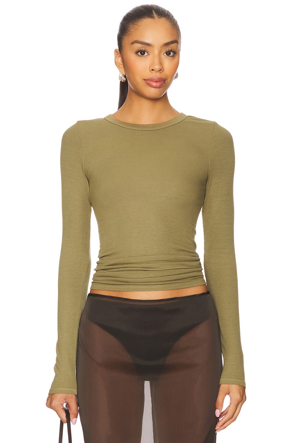 Silk Knit Long Sleeve Crew Top