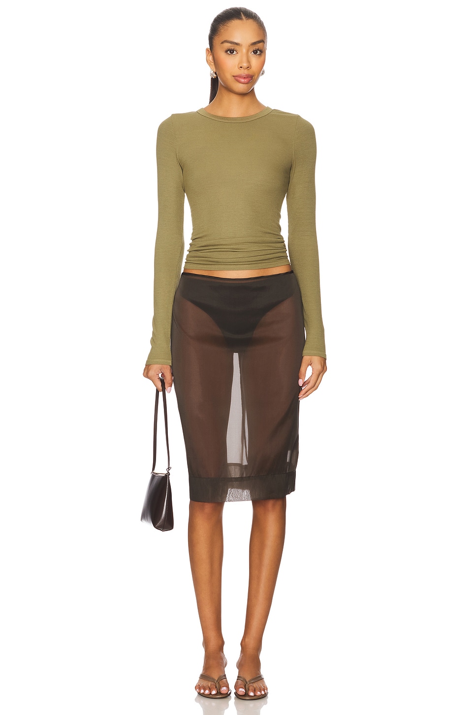 Silk Knit Long Sleeve Crew Top