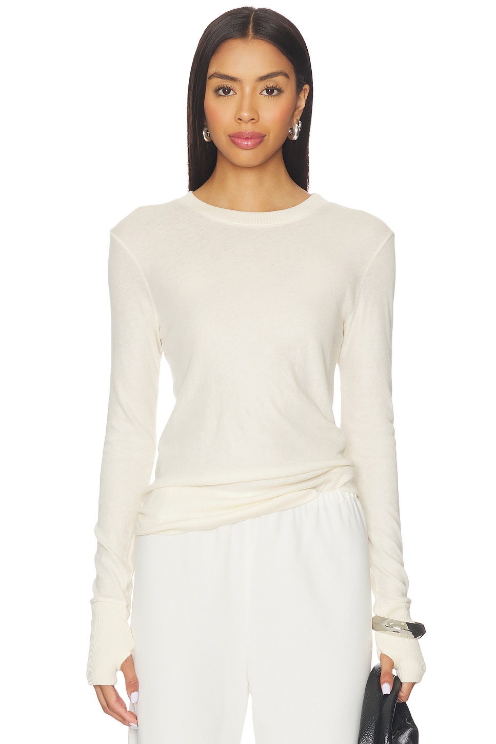 Enza Costa Cashmere Easy Cuffed Crew Top