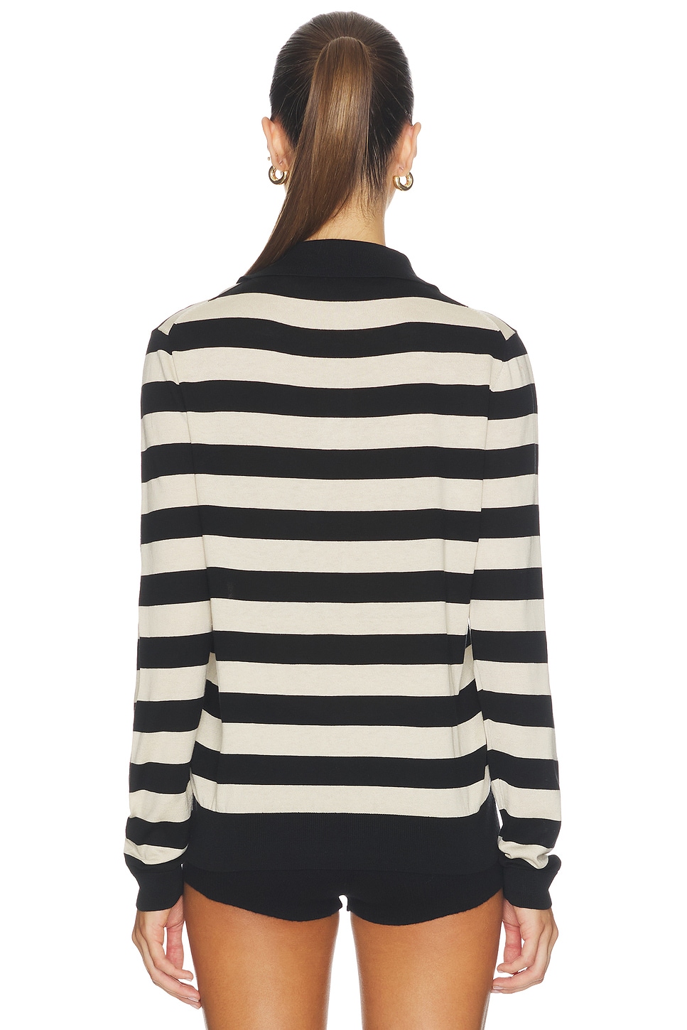 Enza Costa Stripe Silk Knit Polo
