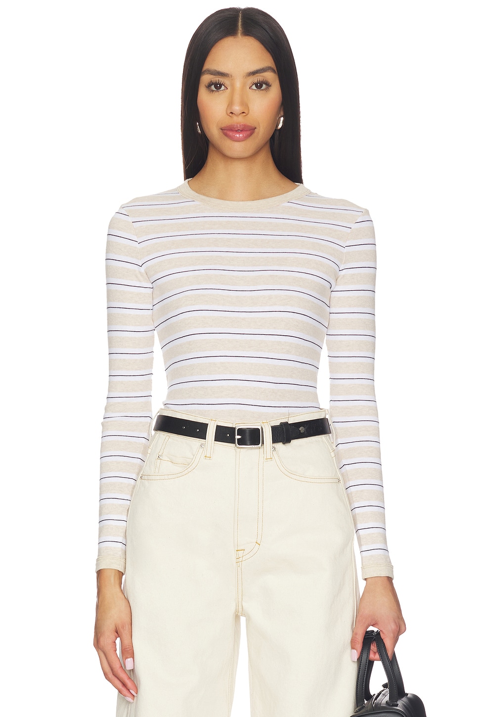 Enza Costa Cotton Stripe Classic Long Sleeve Tee
